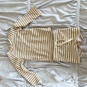 Baby Striped Long Sleeve Top and Shorts Swim Set